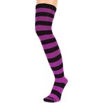 TOETOE Over-Knee Stripy Negro/fucsia