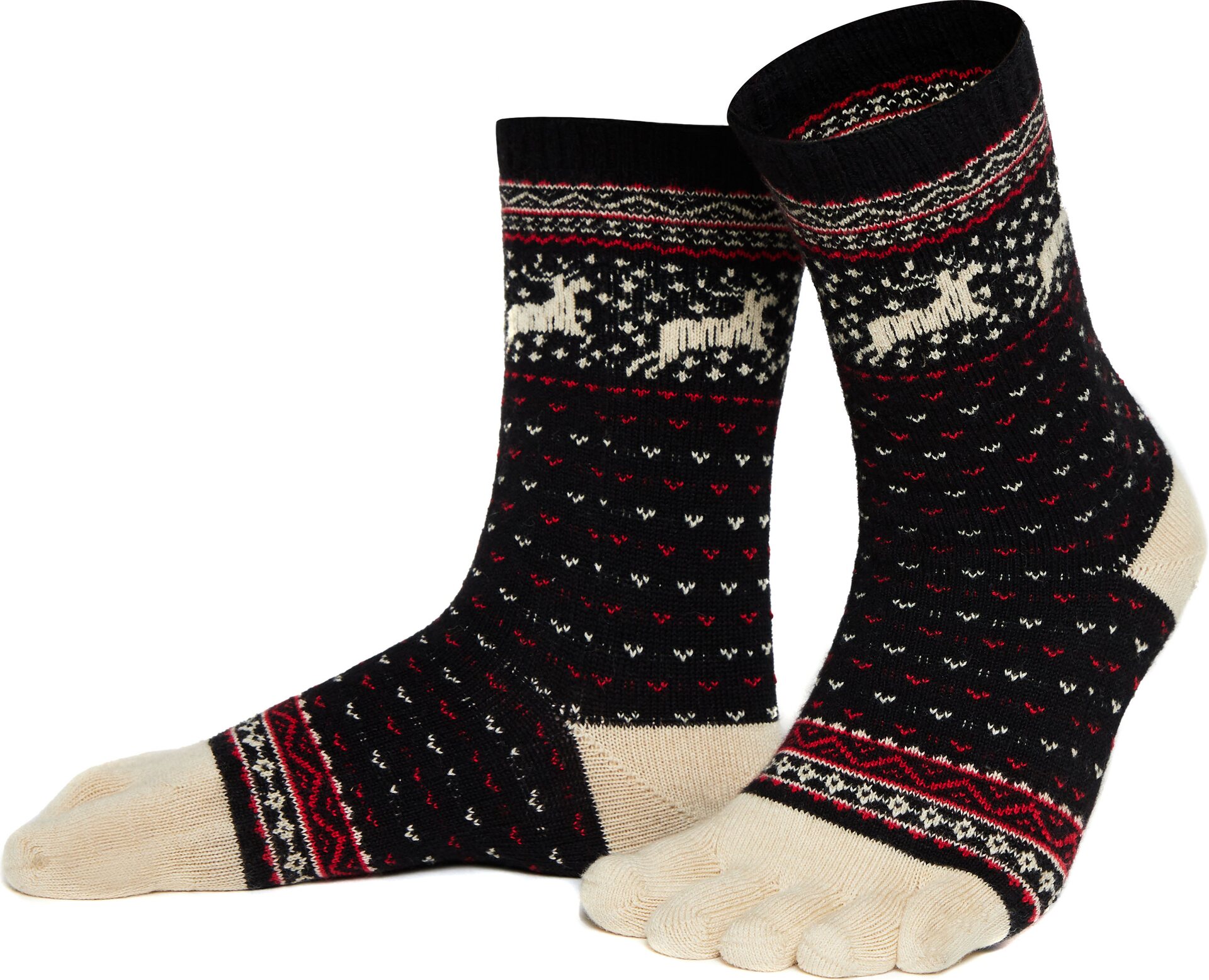 Knitido Hossa Puuvilla & villasukat Musta / beige