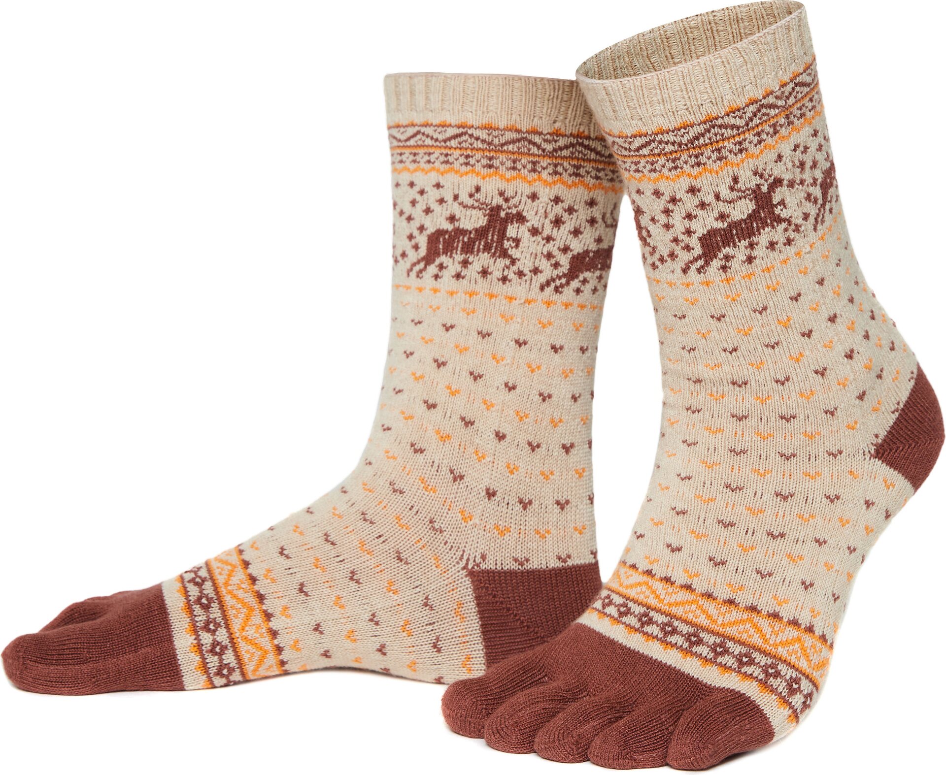 Knitido Hossa Puuvilla & villasukat Beige / ruskea