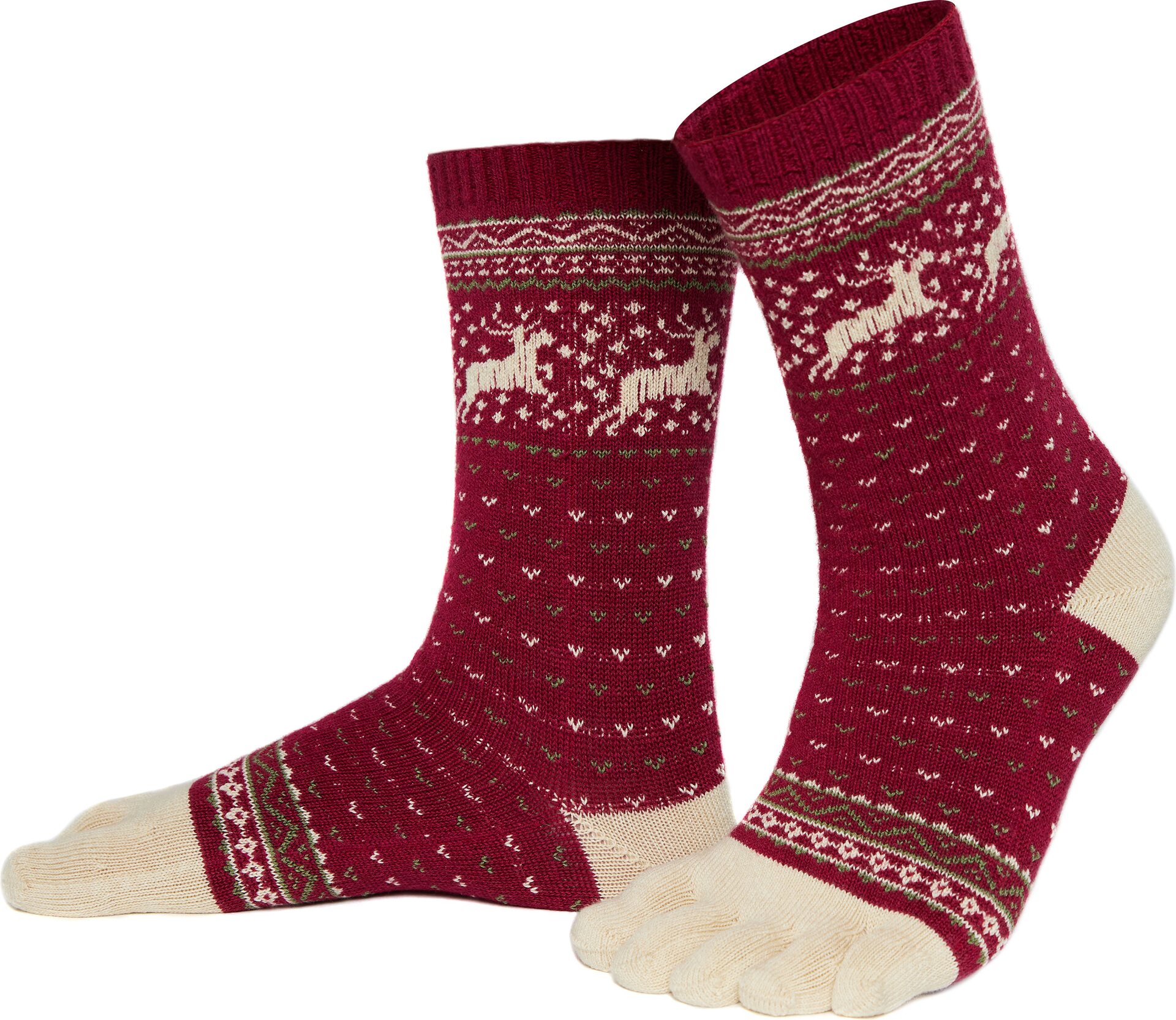 Knitido Hossa Puuvilla & villasukat Viininpunainen / beige