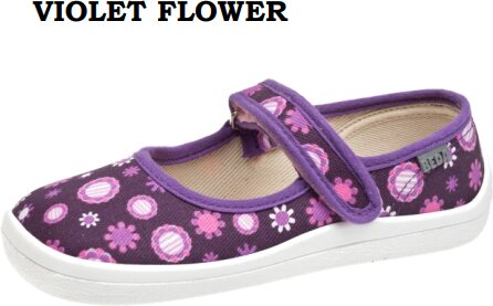 Beda Barefoot 子供用 canvas ballerina Violet Flower